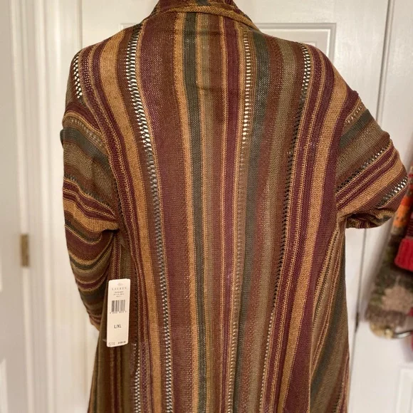 Ralph Lauren Earthy Tones Striped Cardigan NWT Size L/XL - Picture 4 of 9